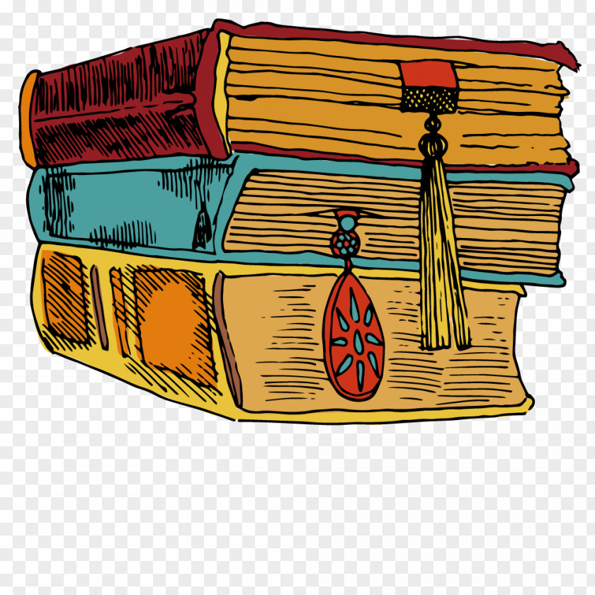 Vector Vintage Books Drawing Illustration PNG