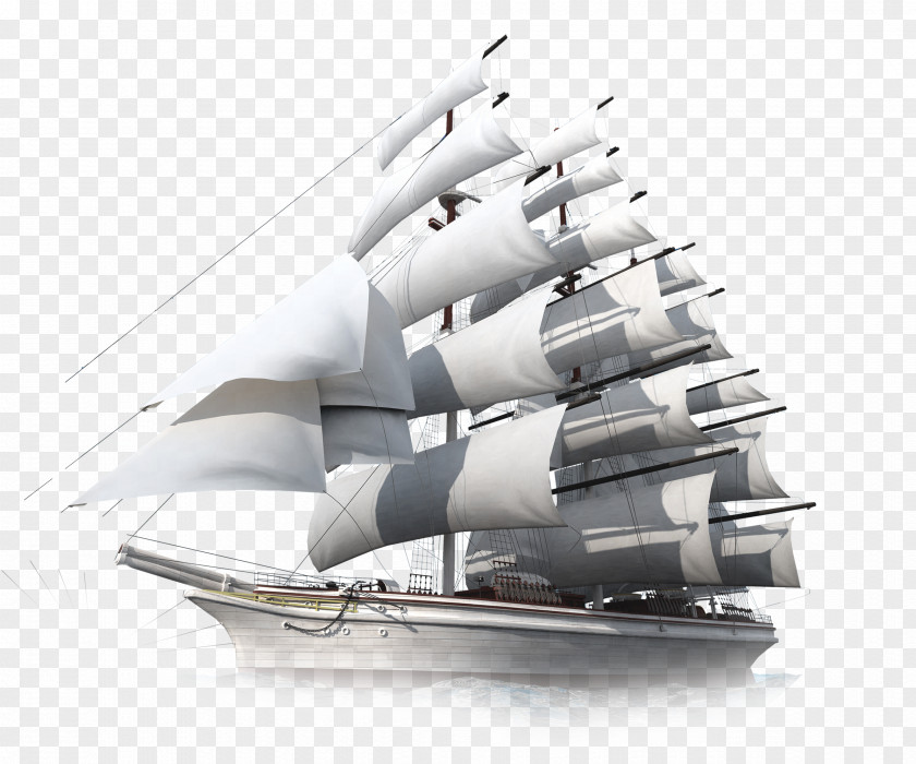 Sailing Ship Wind Three-dimensional Space Painting PNG