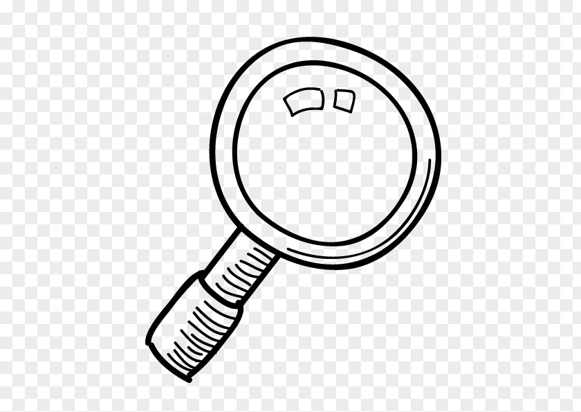 Vector Black And White Cartoon Magnifying Glass PNG