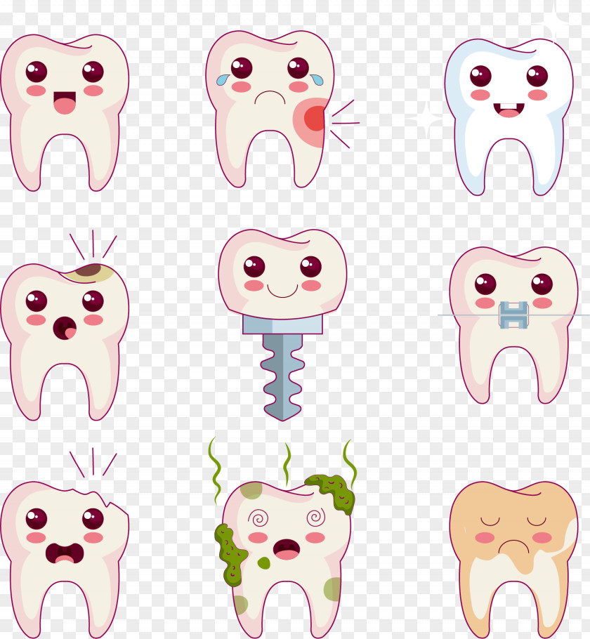 Vector Cute Teeth Comics Tooth Cartoon Euclidean PNG