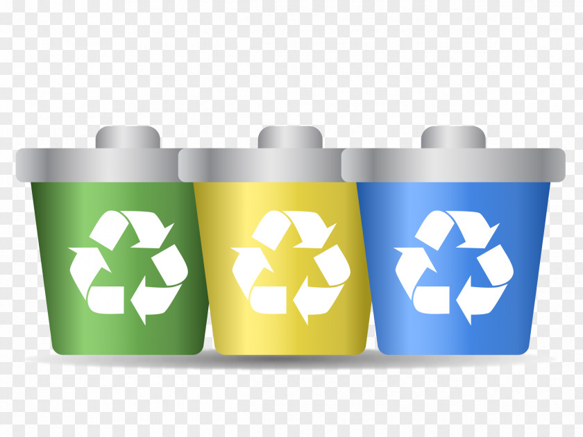 Vector Tri-color Recycling Trash Can Logo Symbol Paper PNG