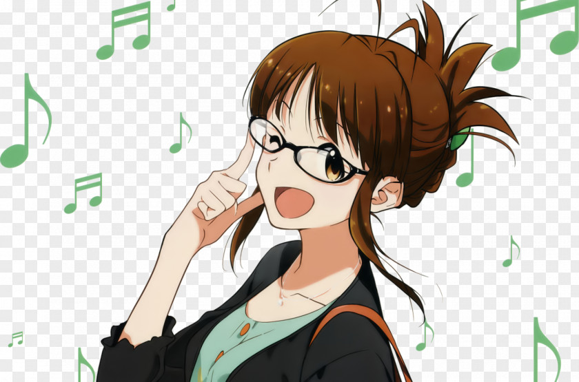 Anime Brown Hair Mikoto Misaka The Idolmaster PNG hair Idolmaster, girl glasses clipart PNG