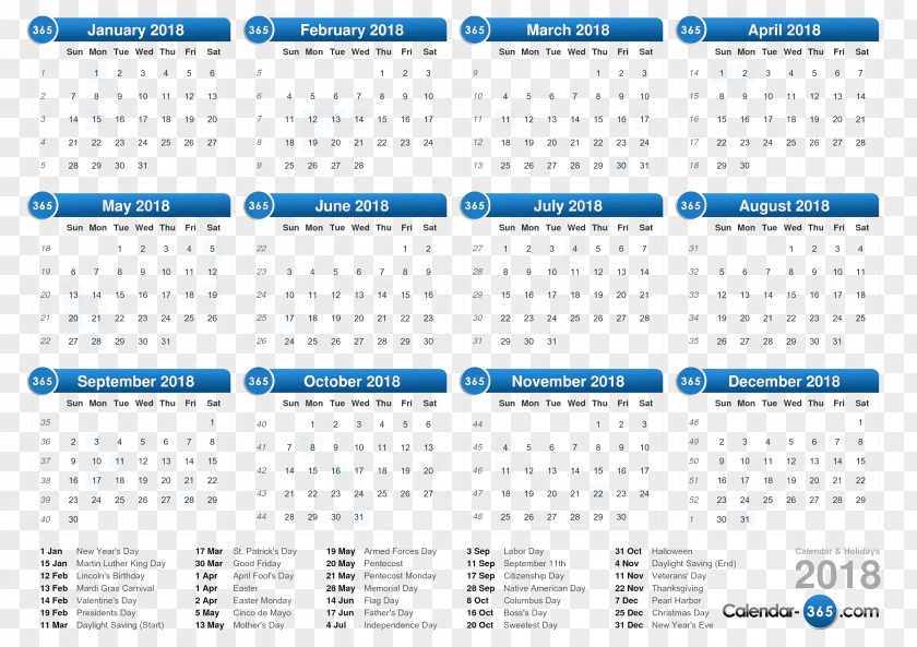 Calender 2018 0 Calendar Date 1 Year PNG