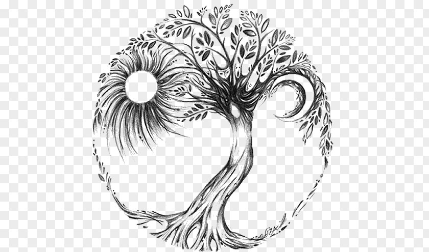 Tree Of Life Drawing Moon Earth PNG