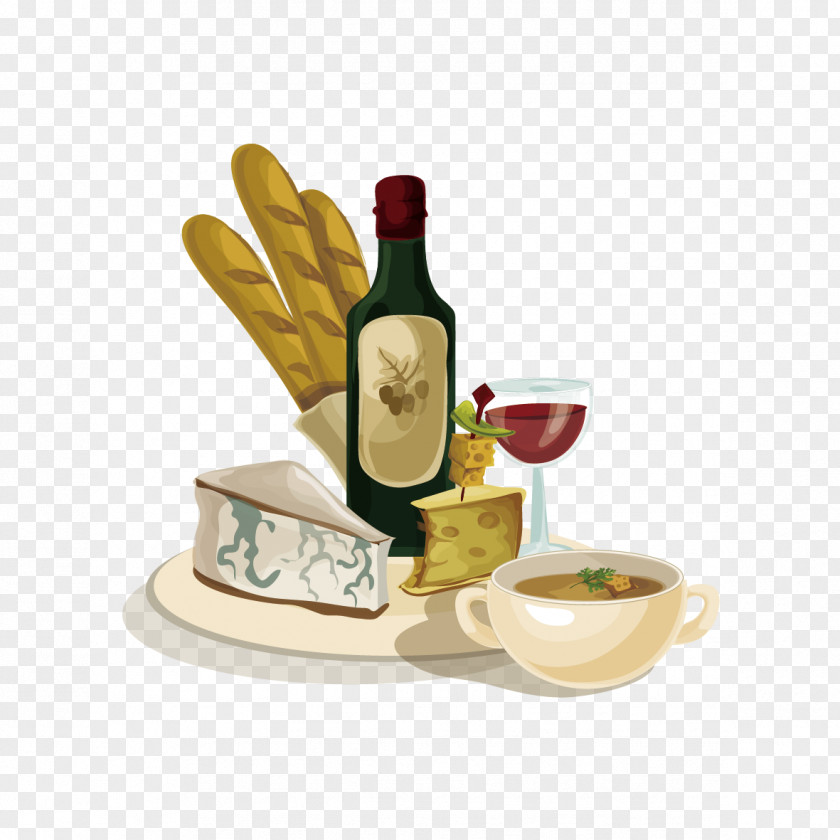 Vector Cake And Wine Eiffel Tower Adobe Illustrator Download PNG