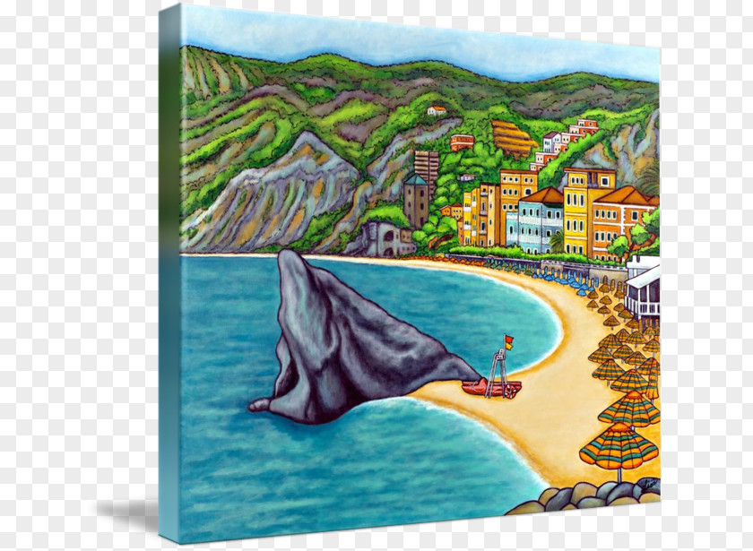 Cinque Terre Monterosso Al Mare Dolphin Painting Gallery Wrap Ecosystem PNG