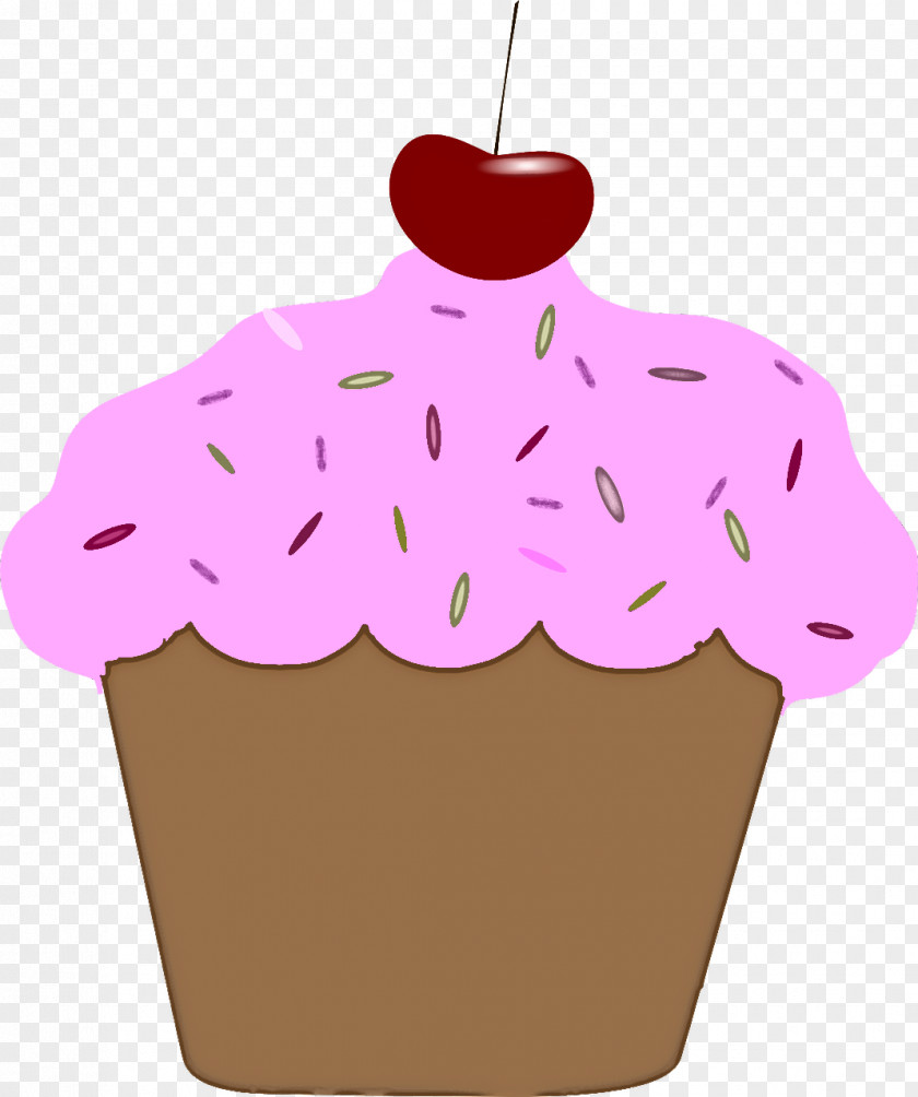 Pink Baking Cup Cupcake Cherry Dessert PNG