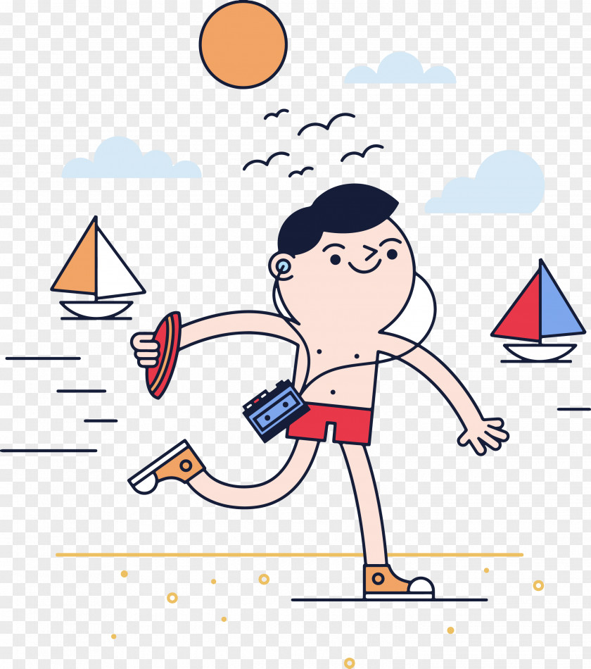 Vector Beach Boy Runner Marathon People Clip Art PNG