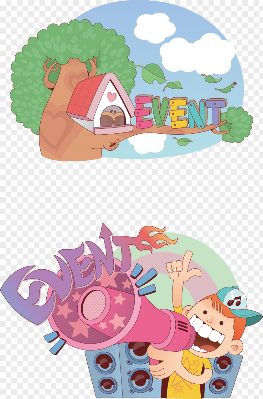 Tree House Letters Cartoon Illustration PNG