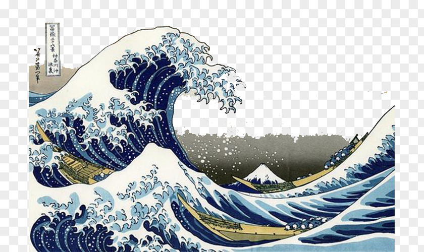 Japanese Wind Waves The Great Wave Off Kanagawa Thirty-six Views Of Mount Fuji Painting Art Wallpaper PNG