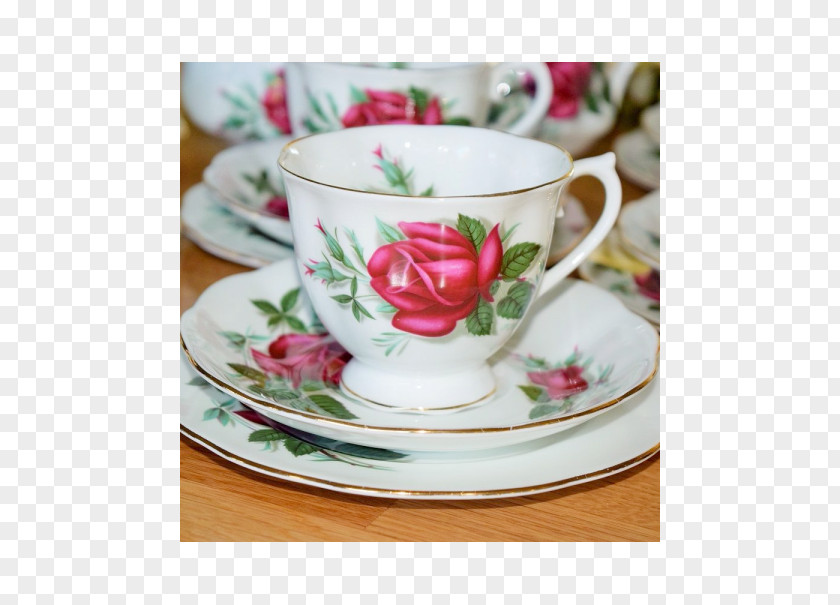 Cake Plate Coffee Cup Tea Saucer Porcelain Tableware PNG