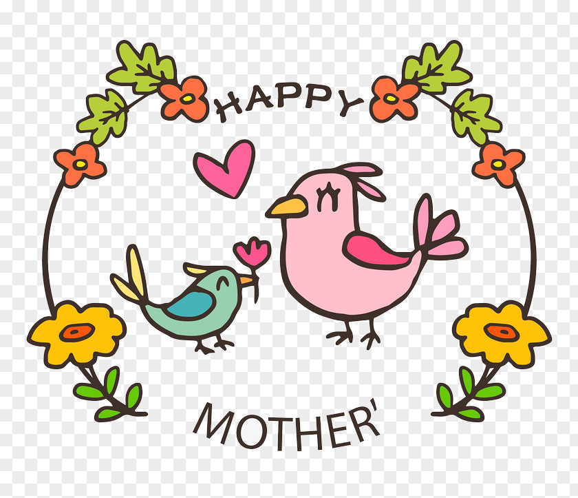 Cartoon Bird Mother And Mothers Day T-shirt Gift Clip Art PNG