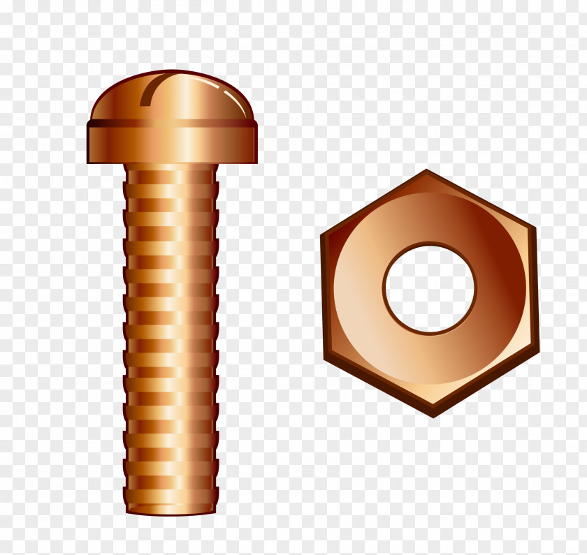 Vector Gold Screw Nut Drawing PNG