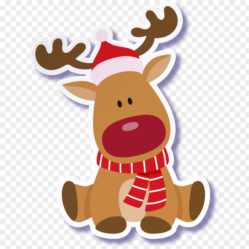 Cute Christmas Dog Rudolph Reindeer Santa Claus PNG