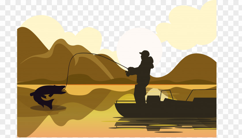 Fishing Illustration For Old Man Net PNG