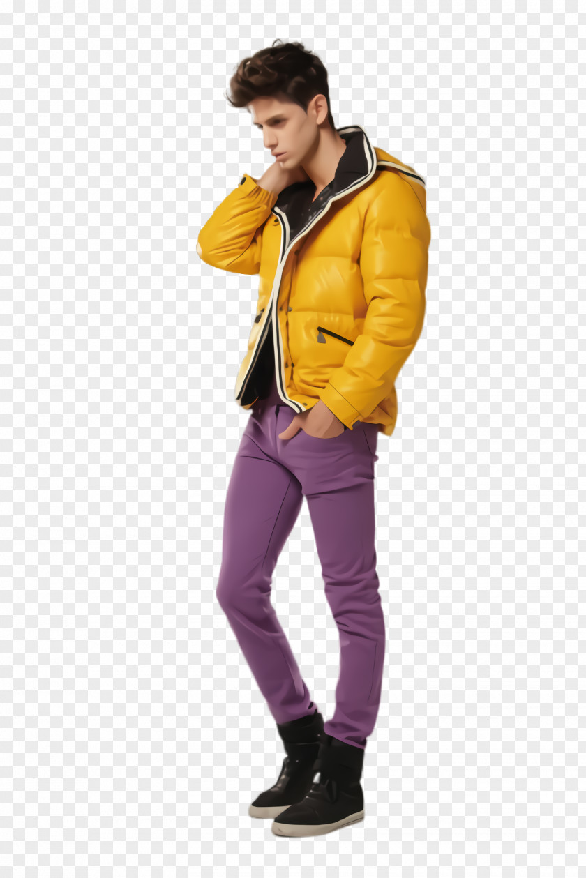 Footwear Coat Clothing Jacket Hood Yellow Outerwear PNG