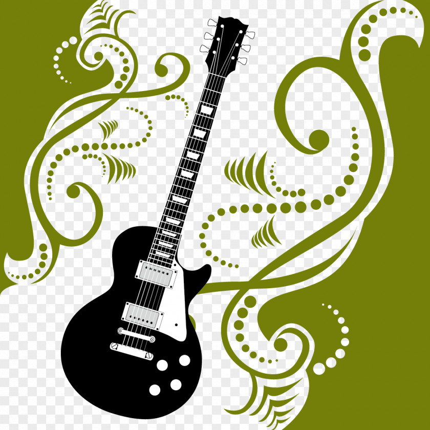 Green Guitar Patterns And Trends Vector Material Fender Precision Bass Gibson Les Paul Electric PNG