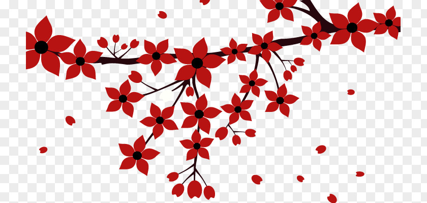 Pentagon Painted Red Floral Pattern Flower Ornament PNG