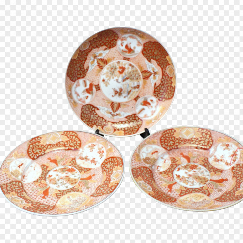 Plate Kutani Ware Porcelain Pottery Antique PNG