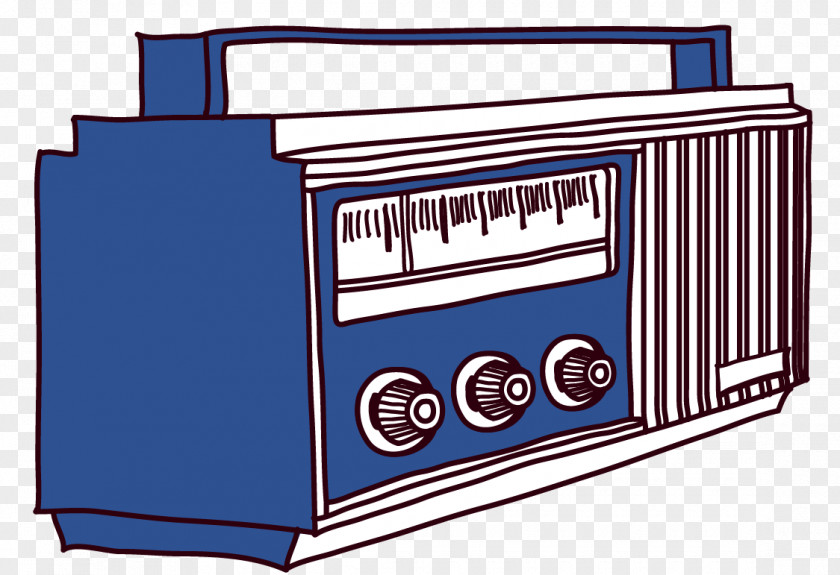 Vector Hand-painted Blue Radio PNG