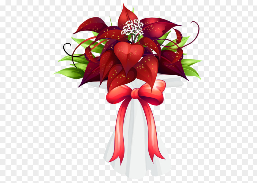 Red Christmas Bouquet Flower Floral Design Clip Art PNG