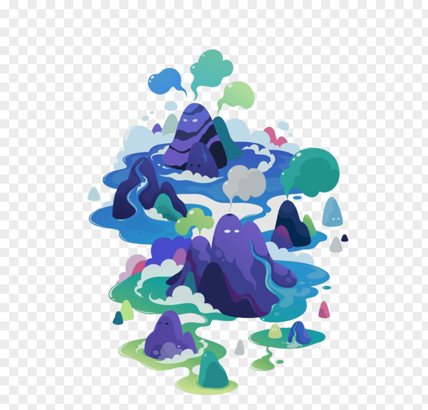 Cartoon Mountain Range Digital Illustration Illustrator Design Image PNG