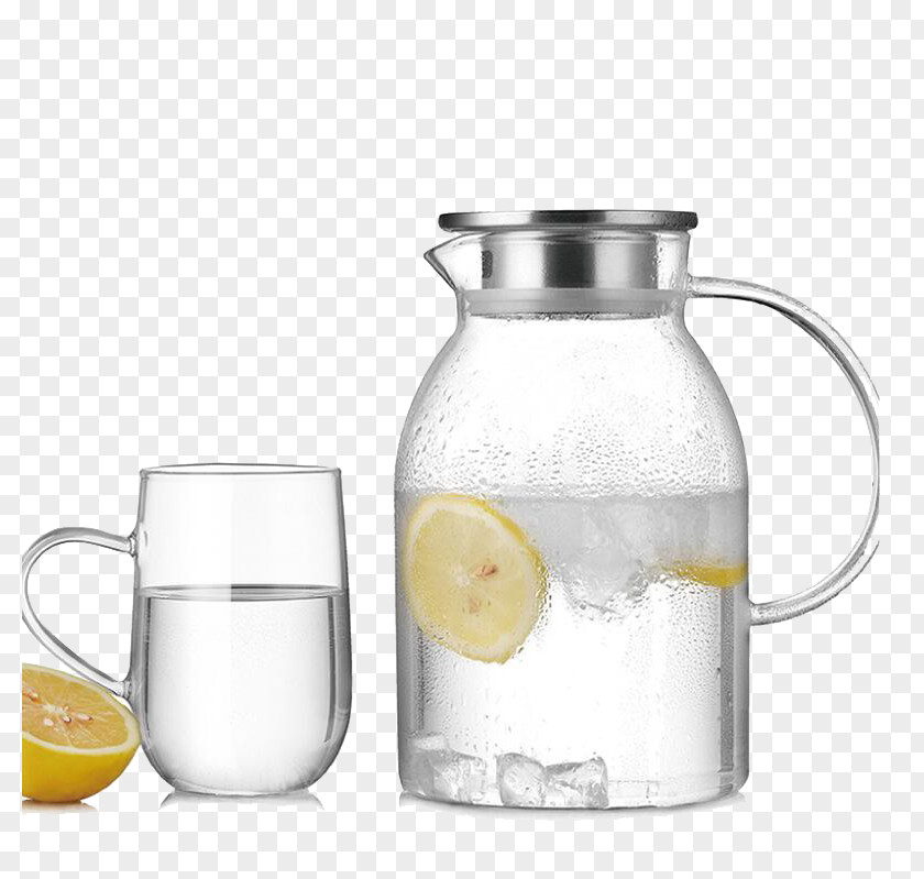 Lemon Water-cooled Kettle Jug Borosilicate Glass Water Bottle PNG