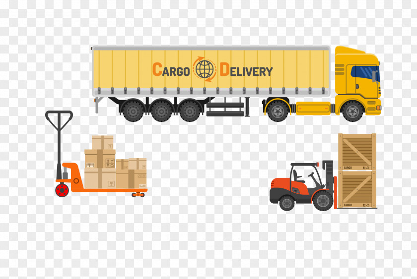 Vector Yellow Large Logistics Truck Car PNG