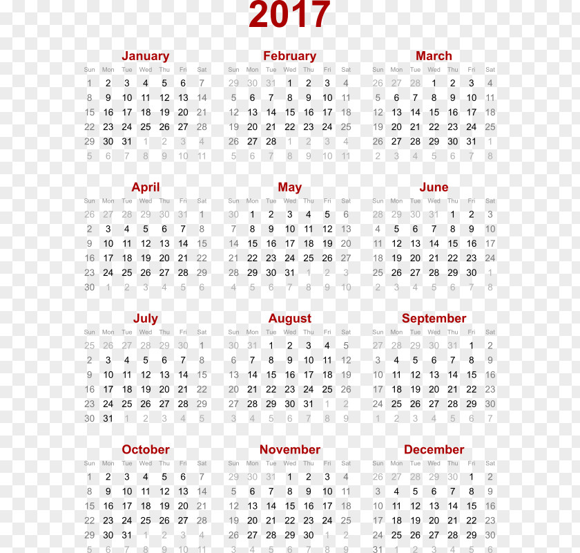 2017 Calendar 3 PNG