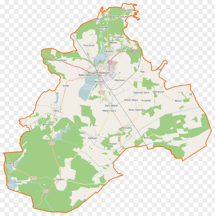 Map Adamowo, Wolsztyn County Obra, Greater Poland Voivodeship Wroniawy, Karpicko PNG