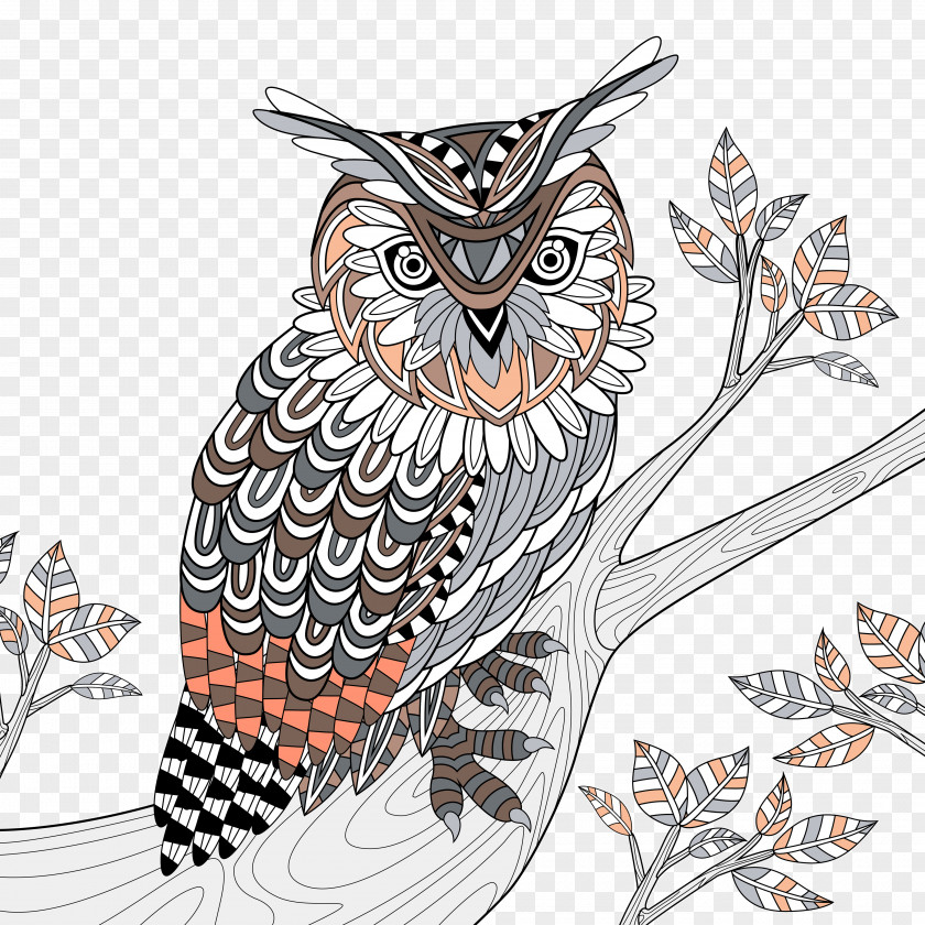 Department Of Forestry Hand-painted Owl Coloring Book Royalty-free Doodle Illustration PNG
