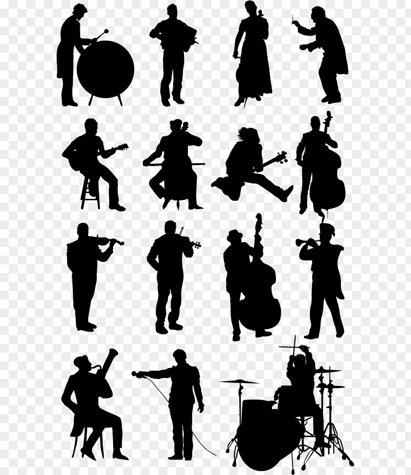 Musicians Silhouette Vector Material Download, PNG