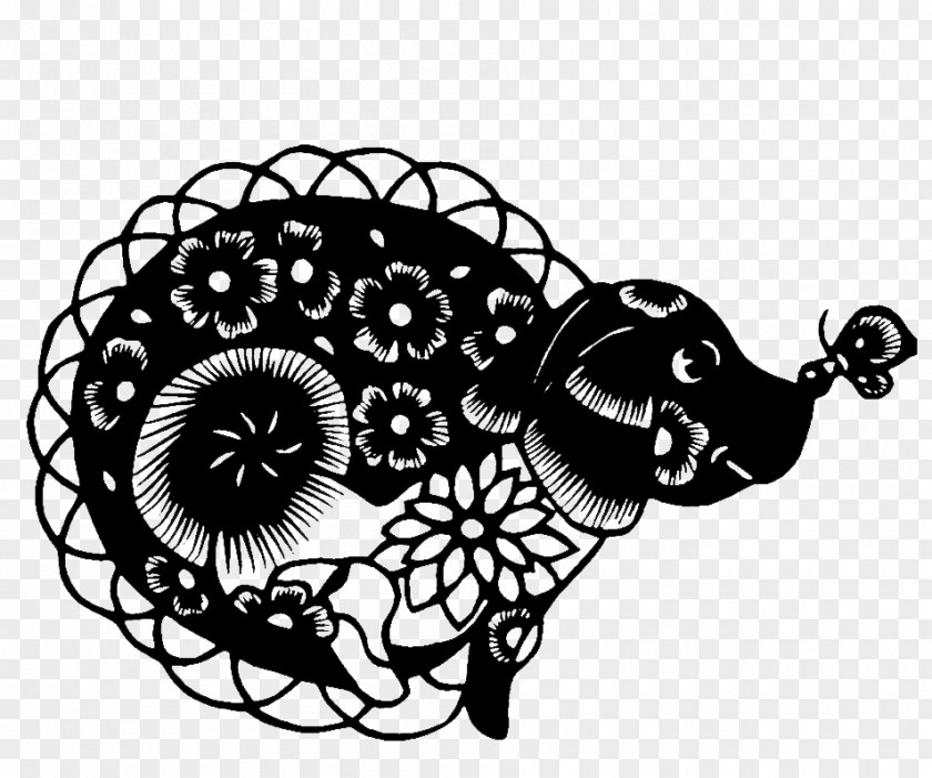 Dog Papercutting Black And White PNG