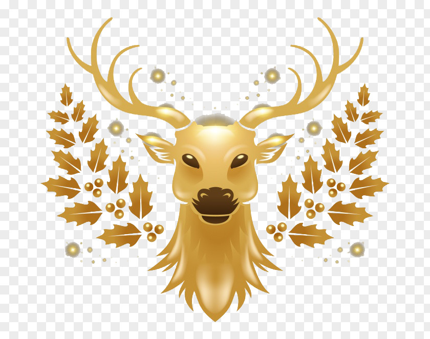 Golden Christmas Reindeer PNG