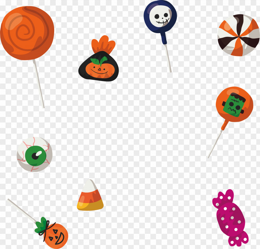 Halloween Candy Pattern Lollipop Comfit PNG