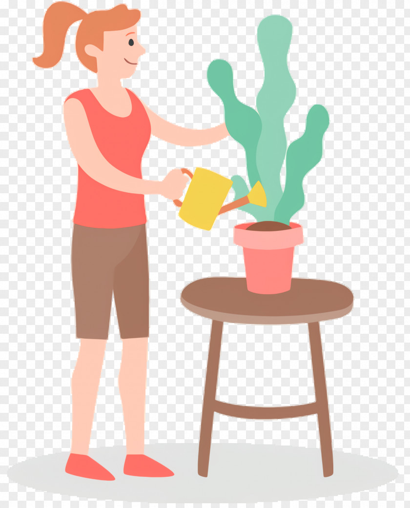 Plant Gesture Table Cartoon PNG
