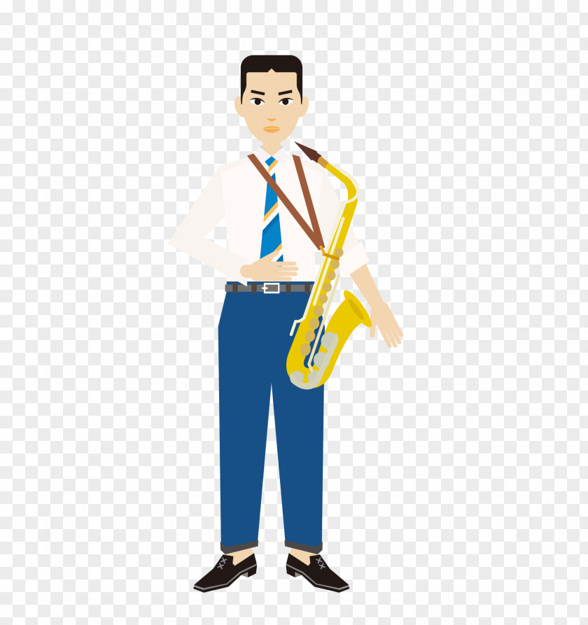 Trumpet Man Cartoon Illustration PNG