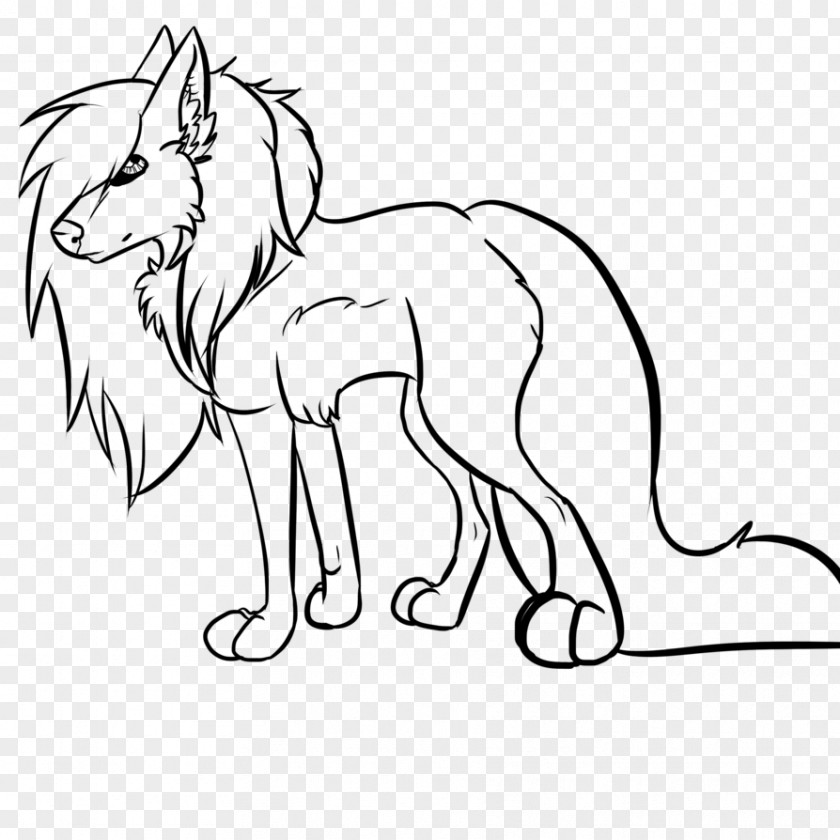 Long Hair Canidae Line Art Dog Cat PNG