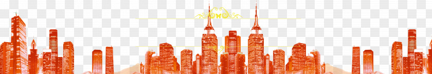 City, Gold Red Taobao Material Silhouette City PNG