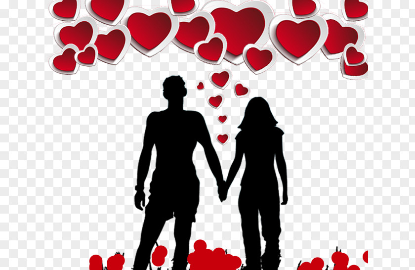 Couple Holding Hands Valentines Day Silhouette Solo Poster PNG