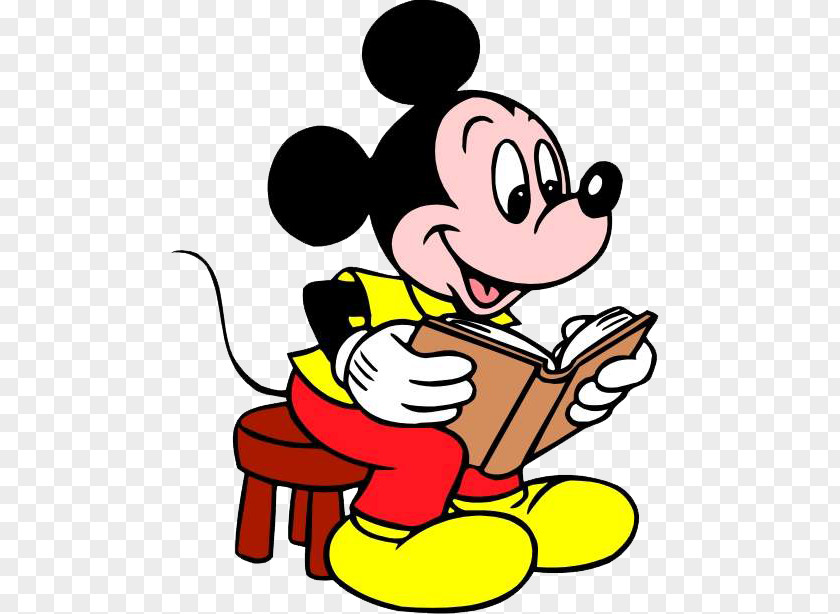 Reading Mouse Cliparts Mickey Minnie Pluto Donald Duck PNG