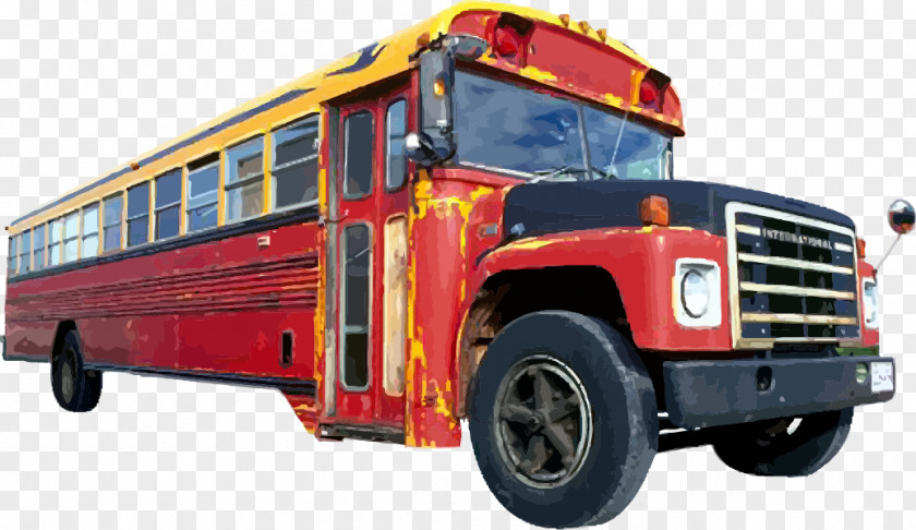 Vector Red School Bus PNG