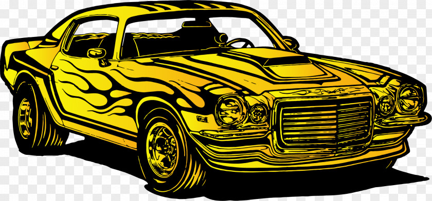 Yellow Car Flow Line Sports Ford Mustang Clip Art PNG