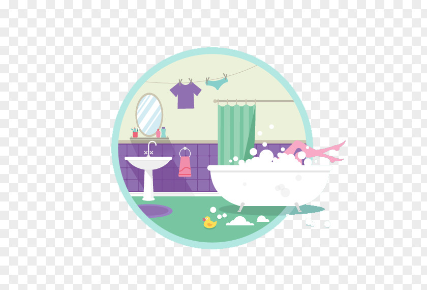 Flattened Bubble Bath Flat Design Illustration PNG