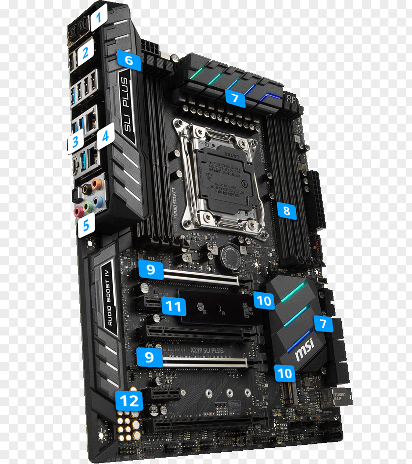 Motherboard Circuitry LGA 2066 Intel X299 MSI SLI PLUS PNG