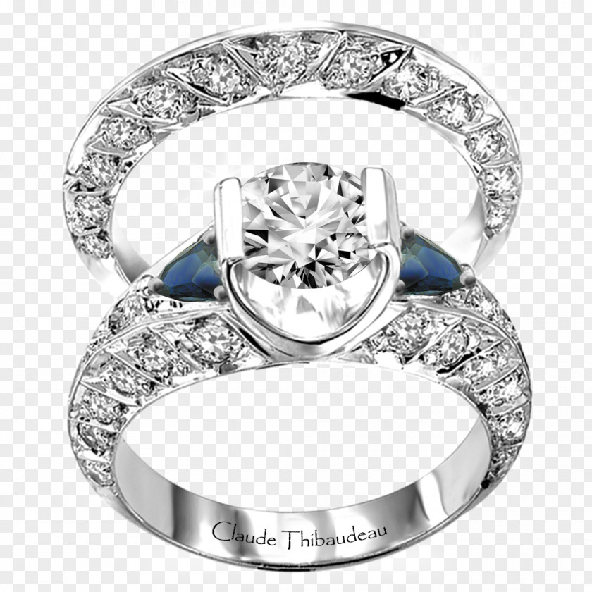 Ring Wedding Sapphire Silver Platinum PNG