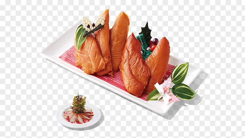 Smoked Chicken Sashimi Salmon Platter Recipe PNG