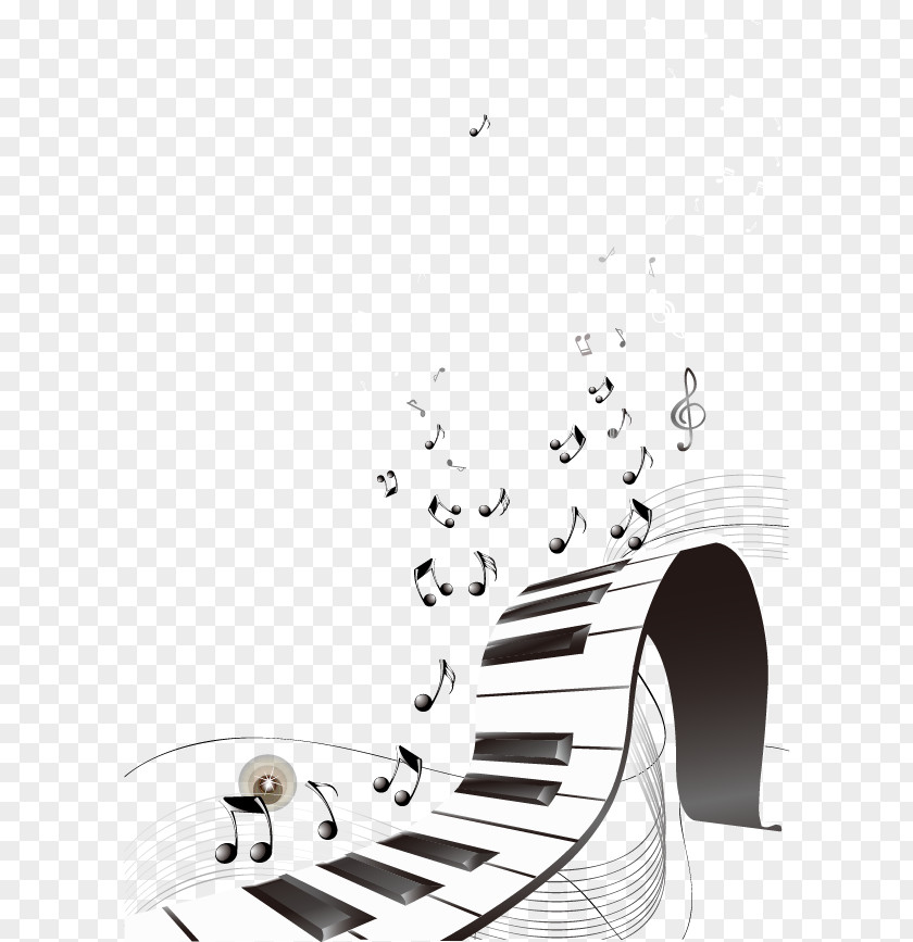 Vector Hand-painted Piano Poster Musical Note PNG