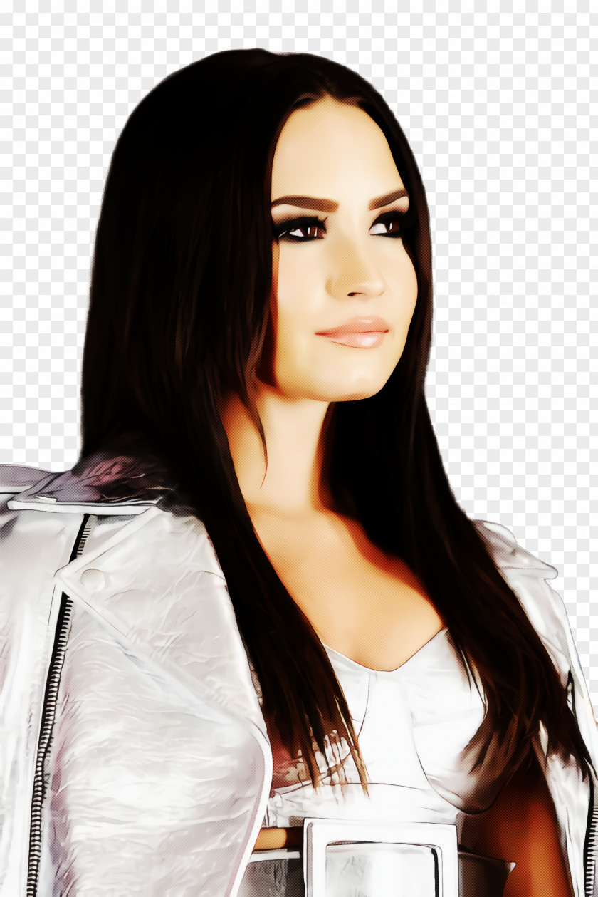 Costume Lace Wig Demi Lovato Singer Long Hair Model Hairstyle PNG