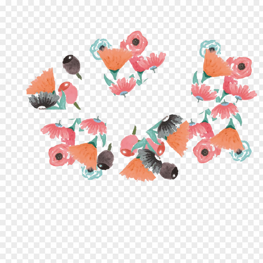 Vector Watercolor Hand Painted Decorative Floral Pattern Painting Clip Art PNG